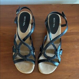 Merona Black Strappy Wedge Sandals